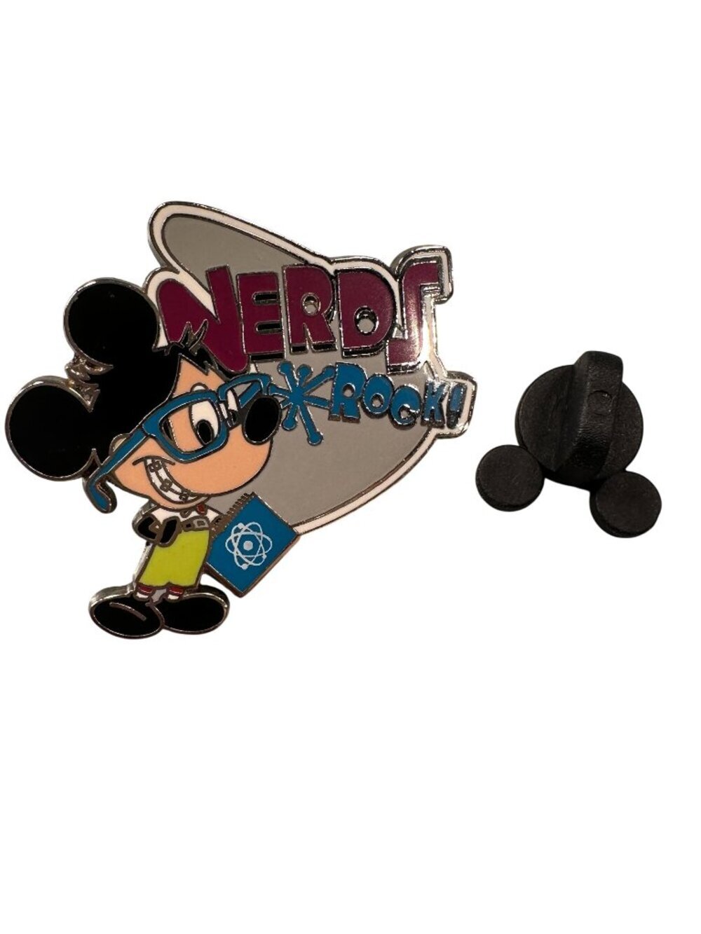 Disney Mickey Mouse Nerd Rocks Trading Pin Glasses Braces Badge